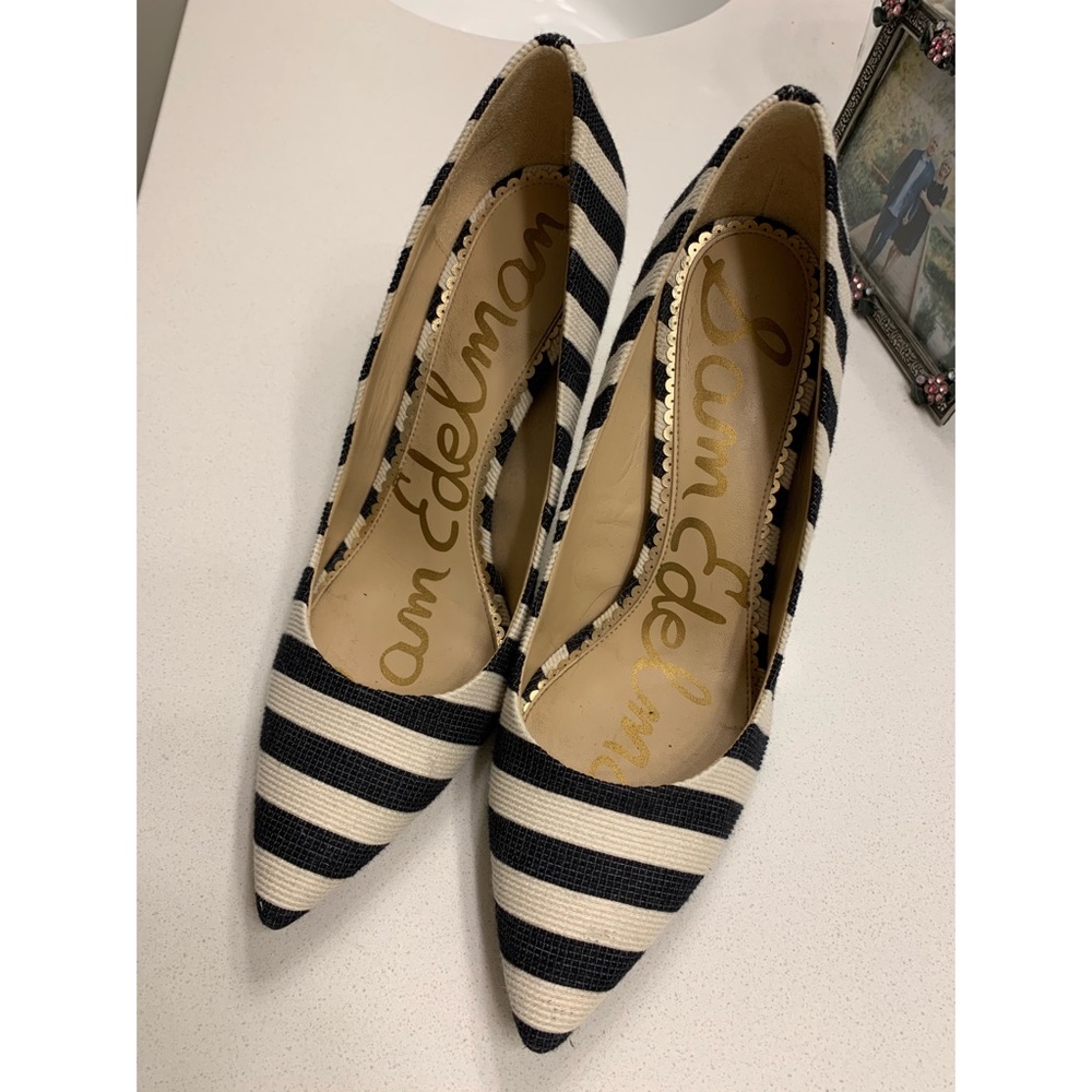Black and White Striped Sam Edelman Heels